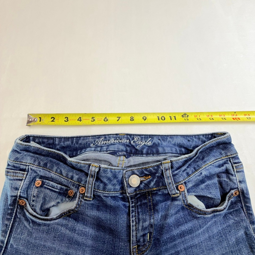 American Eagle Favorite Boyfriend Jeans Womens 4 Blue Stretch Low Rise - Picture 6 of 10
